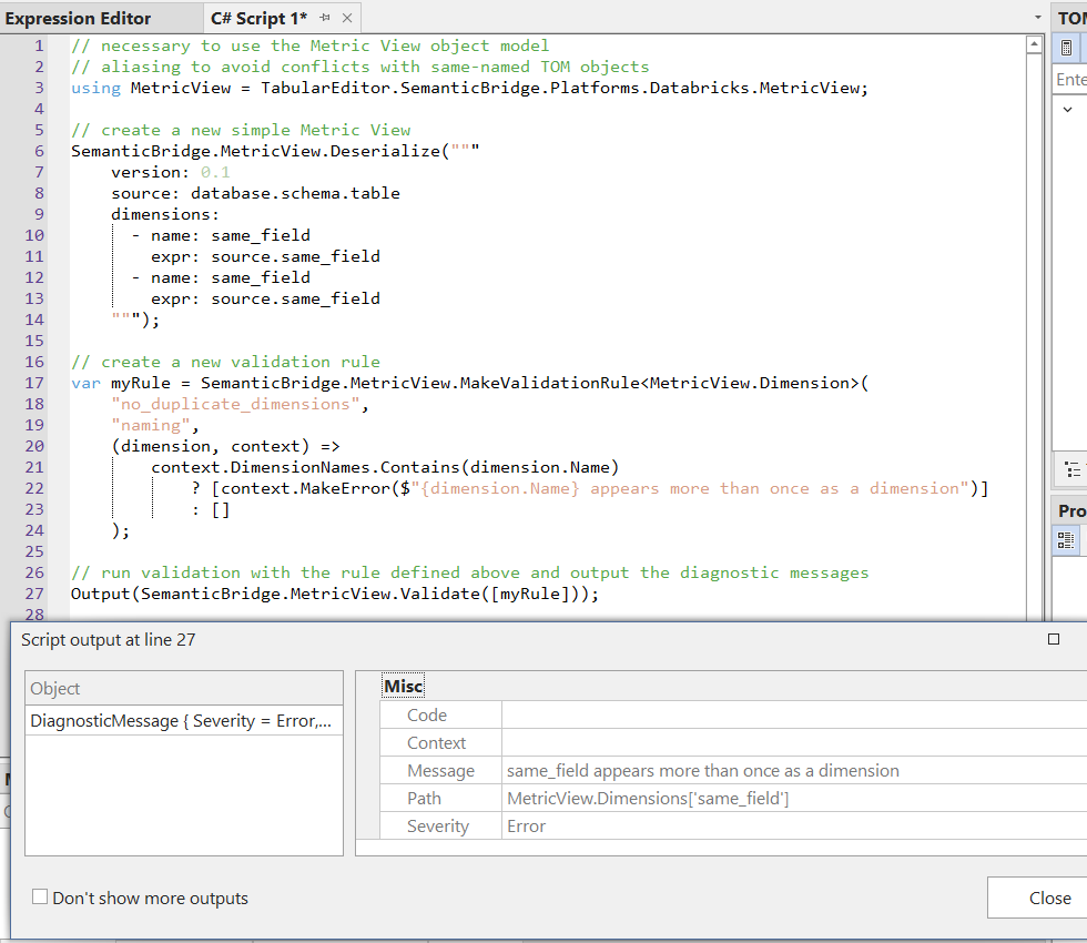 output from one field violating the more complex validation rule