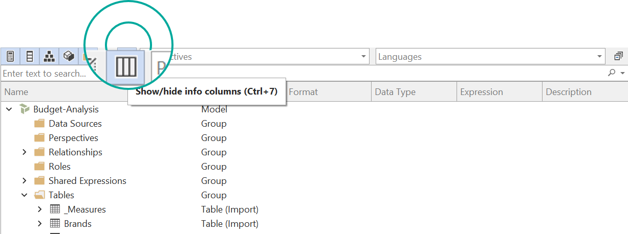 Tom Explorer Show Hide Columns